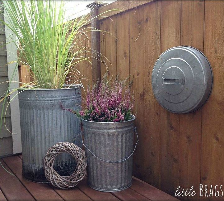 s 13 planter ideas that blow all other planters out of the water, container gardening, gardening, repurposing upcycling, Fill trash cans with overflowing greenery
