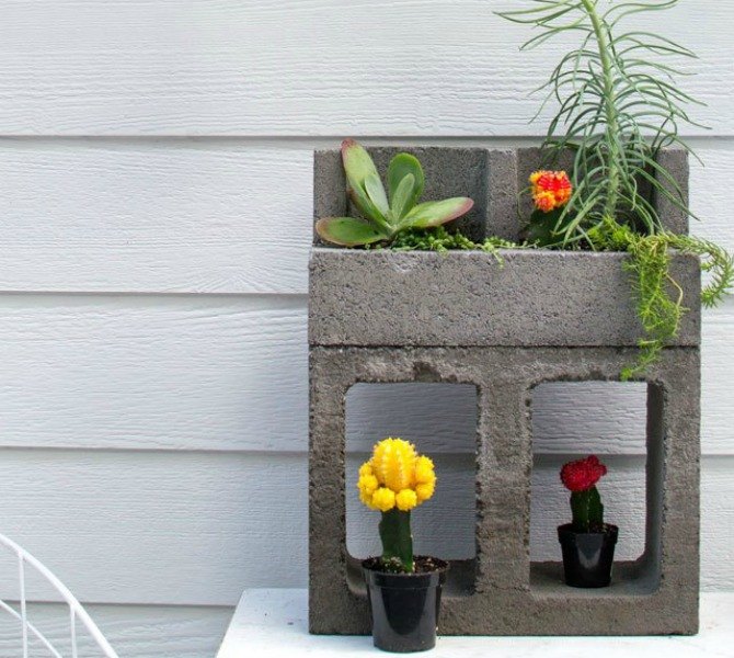 s 13 planter ideas that blow all other planters out of the water, container gardening, gardening, repurposing upcycling, Stack concrete blocks for cacti