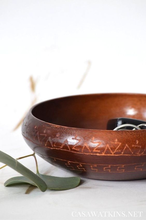 diy tribal key bowl from thrifted bowl, crafts