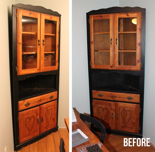 farmhouse style corner hutch makeover, painted furniture