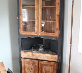 farmhouse style corner hutch makeover, painted furniture