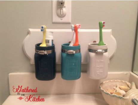 diy mason jar toothbrush holder, craft rooms, mason jars, organizing, small bathroom ideas