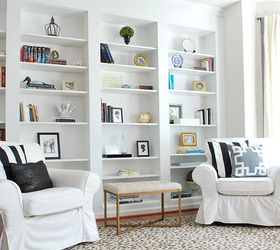create the look of high end built in bookcases on an empty wall, dining room ideas, repurposing upcycling, shelving ideas, woodworking projects