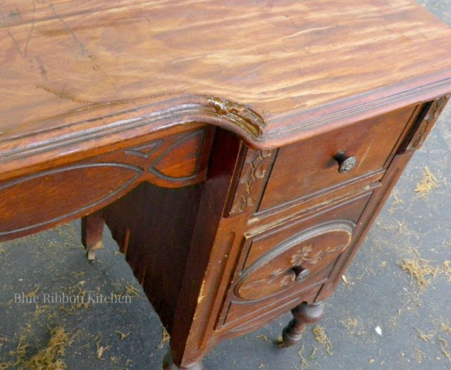 vintage desk makeover, painted furniture