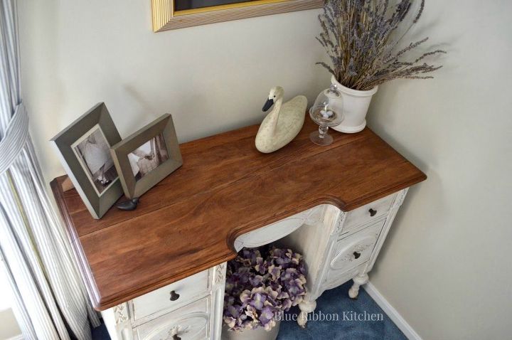 vintage desk makeover, painted furniture
