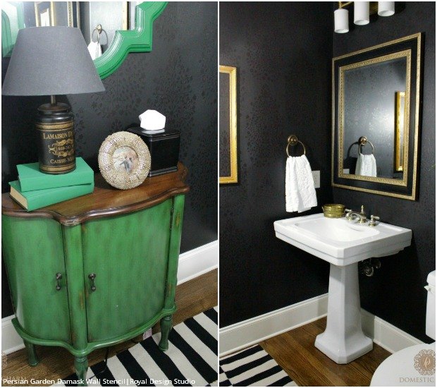 Glam Haute Trend Black Painted Stenciled Walls Hometalk
