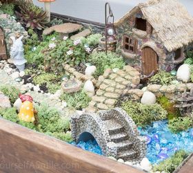 upcycled gnome garden, gardening, repurposing upcycling