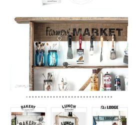 a rustic office on a wall thanks to a few old signs, home office, repurposing upcycling, wall decor, woodworking projects
