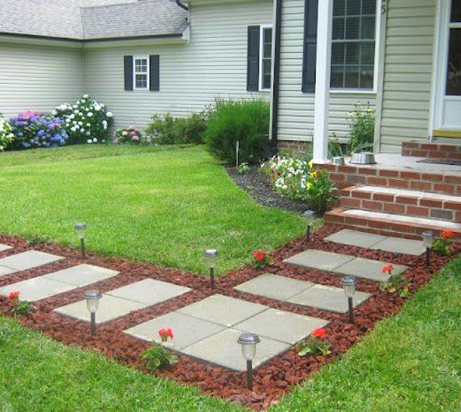 9 budget ways to make your walkway look even better than last year, Surround your stepping stones with lava rocks