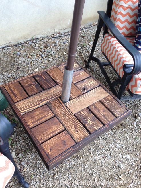 diy umbrella stand with side table, diy, how to, outdoor furniture