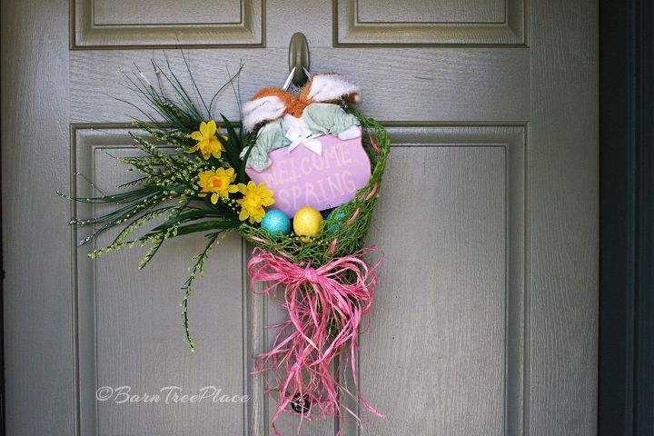 repurposed placemat to welcome spring decoration, crafts, seasonal holiday decor, wreaths