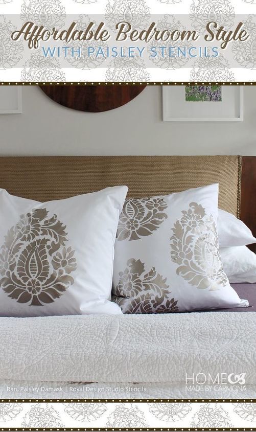 affordable bedroom style with paisley stencils, crafts