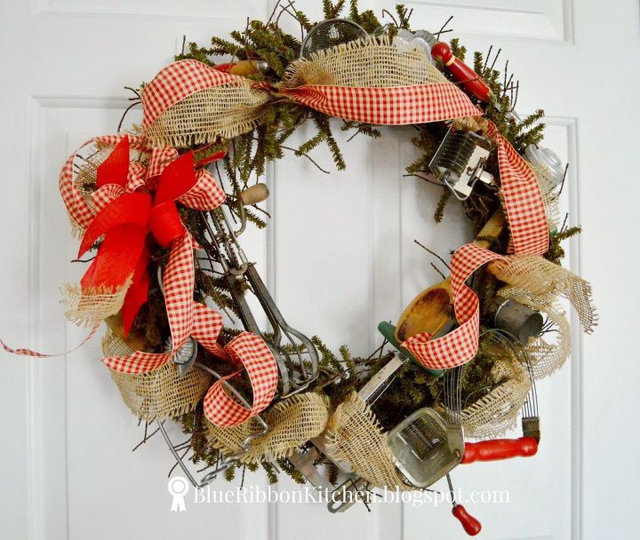vintage kitchen tool wreath, crafts, repurposing upcycling, wreaths