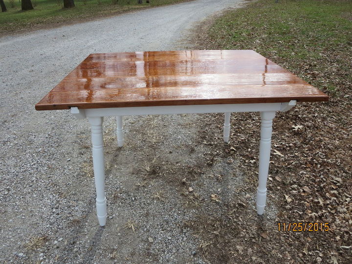 farm fresh table to fabulous, diy, painted furniture, rustic furniture, woodworking projects, Finally finished