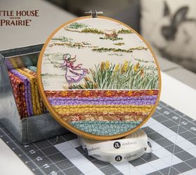 little house on the prairie fabric embroidery sampler transformation, crafts, reupholster, Ta da