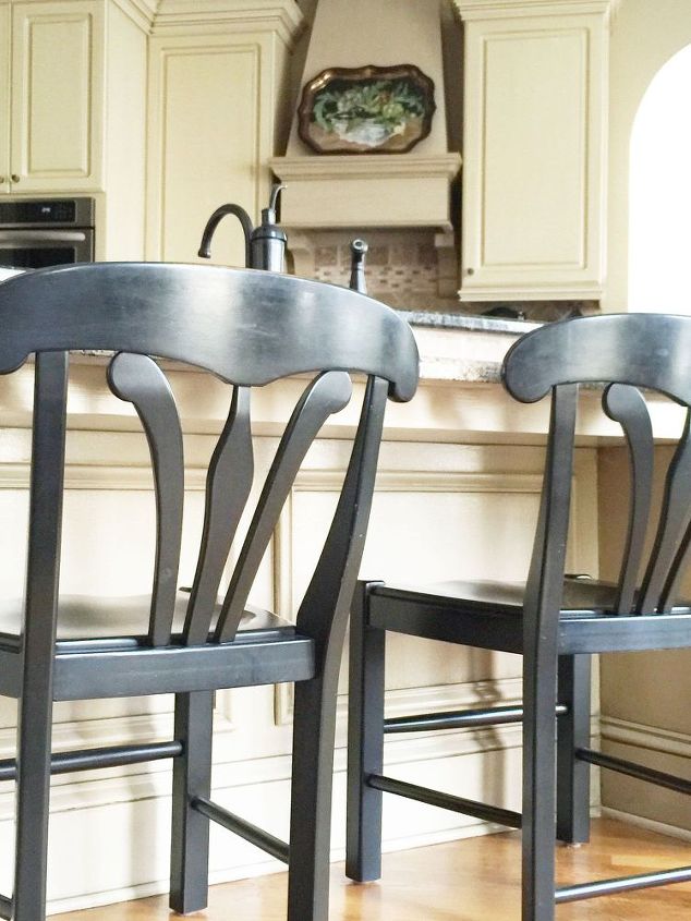 furniture makeover simple way to turn bar stools into table chairs, how to, painted furniture