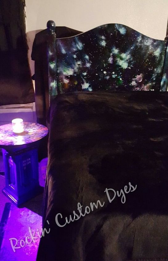 headboard boring to wow outta this world dyi galaxy night light, bedroom ideas, home decor, woodworking projects, Yes I made the TARDIS night light too