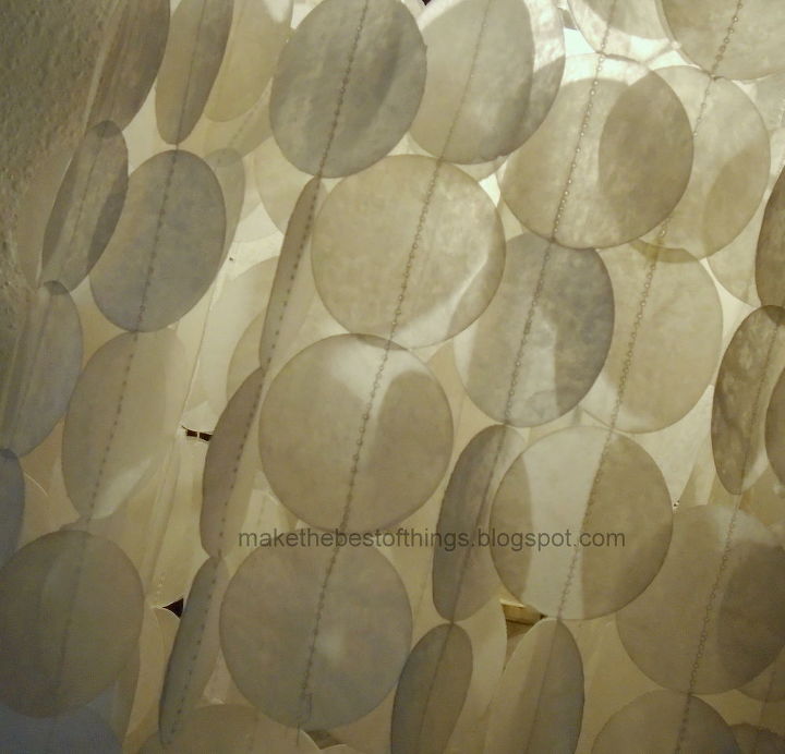 make a tabletop chandelier with wax paper capiz shells, crafts