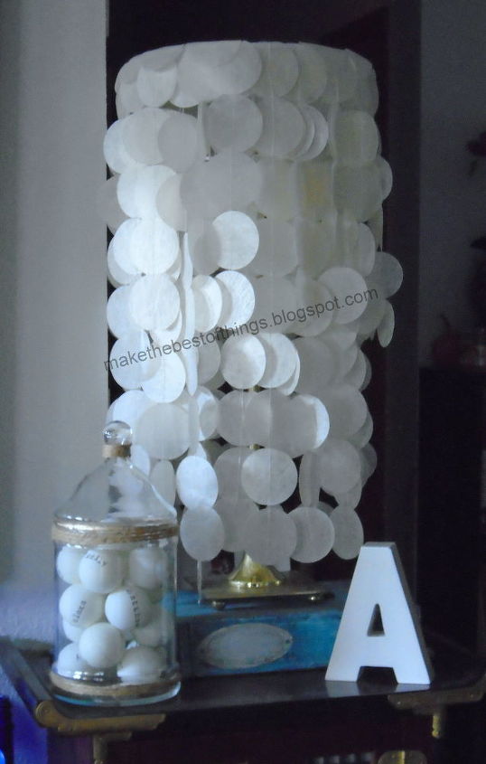 make a tabletop chandelier with wax paper capiz shells, crafts