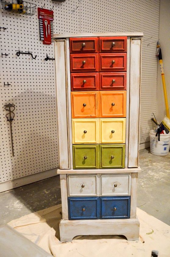 rustic rainbow jewelry chest, chalk paint, painted furniture