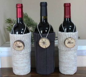s 15 reasons not to trash your ugly worn out sweaters, crafts, repurposing upcycling, Make a set of wine covers for hostess gifts