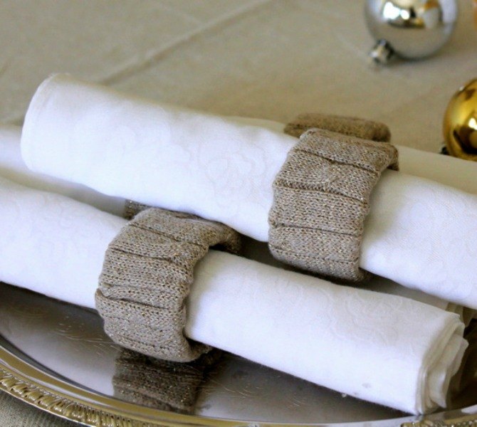 s 15 reasons not to trash your ugly worn out sweaters, crafts, repurposing upcycling, Use rings of scraps to decorate your table