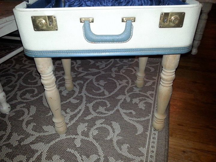 vintage suitcase table, painted furniture, repurposing upcycling