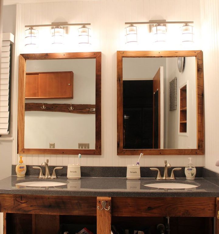 new barn wood vanity for master bathroom, bathroom ideas, diy, painted furniture, plumbing