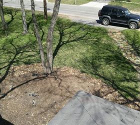 q in need of your ideas on front yard using hardscape design, curb appeal, landscape, paint colors, Standing on the roof looking over the front porch