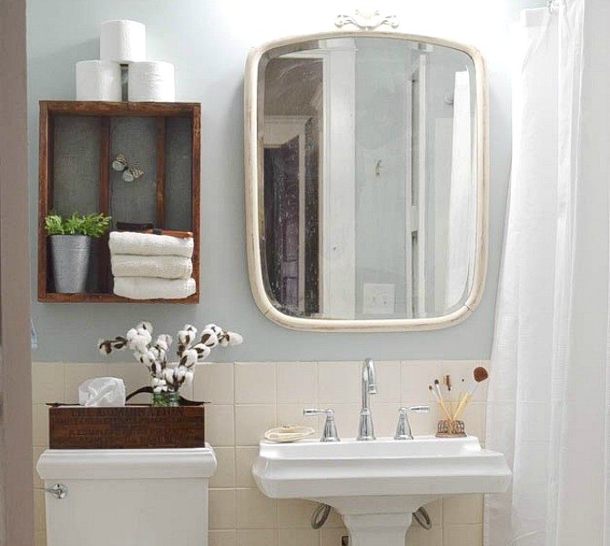 s 20 ways to get a fixer upper makeover without being on the show, home decor, painted furniture, rustic furniture, Update a bathroom with wood white
