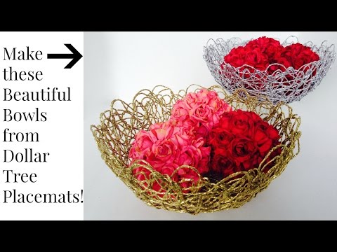 make beautiful basket bowls from 1 placemats at dollar tree