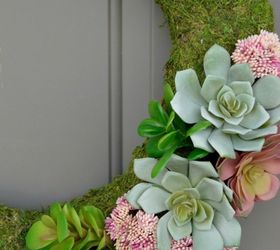 succulent moss spring wreath, crafts, flowers, gardening, succulents, wreaths
