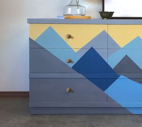 before and after a geometric mountain makeover, painted furniture