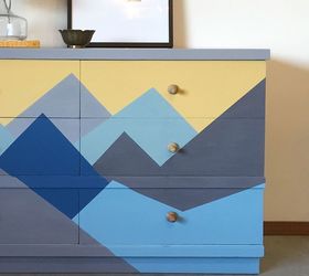 before and after a geometric mountain makeover, painted furniture