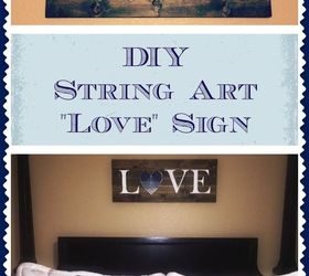 diy string art love wall sign, crafts, wall decor