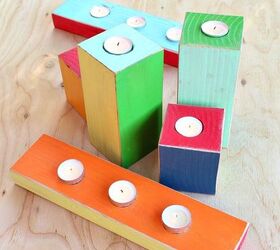 scrap wood candle holders, crafts, repurposing upcycling
