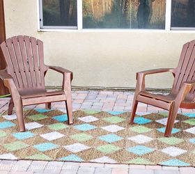 13 expensive looking outdoor rug ideas that cost less than 20, Update last year s worn rug with a pattern