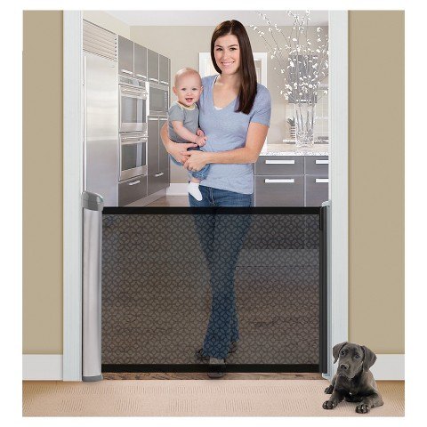 use a window roller shade for a pet gate, This model sells for 89 99 Seems much more efficient to spend 20 or less on a window roller shade and just use that
