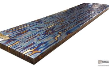 Blue Heat Patina Cold Rolled Steel Counter Top Clear Coated