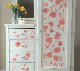 hand painting flowers on furniture, chalk paint, painted furniture