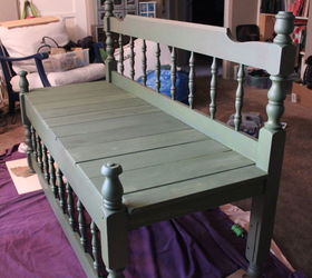upcycled antique bed frame bench, diy, outdoor furniture, painted furniture, repurposing upcycling, rustic furniture, Painted boxwood milk paint