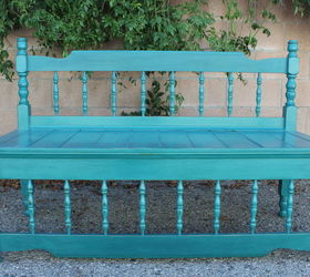 upcycled antique bed frame bench, diy, outdoor furniture, painted furniture, repurposing upcycling, rustic furniture, Finished