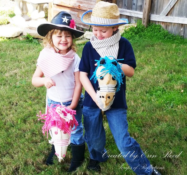 diy canvas burlap stick hobby horses w matching hat and bandanna, crafts, how to, repurposing upcycling