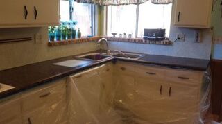 Finally Poured Envirotex Lite On Our Travertine Counters Hometalk