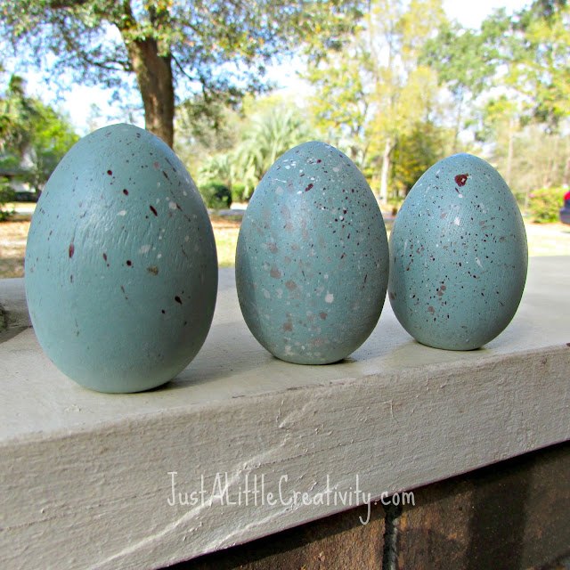 diy wood speckled robins eggs, easter decorations, seasonal holiday decor