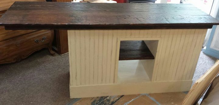 this buffet will be turned into a gorgeous barnwood top kitchen isla, chalk paint, diy, kitchen design, kitchen island, painted furniture, repurposing upcycling, woodworking projects
