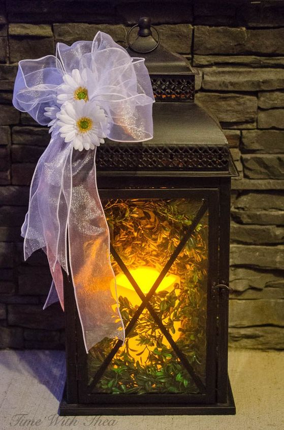 decorate an outdoor lantern for spring with these easy decor ideas, crafts, outdoor living