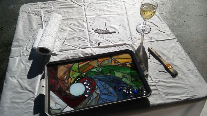kitchen trivet on a baking sheet, crafts, repurposing upcycling, Everything s better with wine