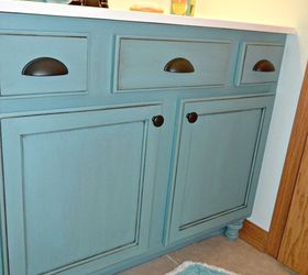 11 low cost ways to replace or redo a hideous bathroom vanity, Add new hardware feet to your old vanity