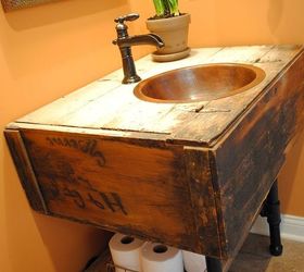 11 low cost ways to replace or redo a hideous bathroom vanity, Switch it out with a repurposed wall cabinet